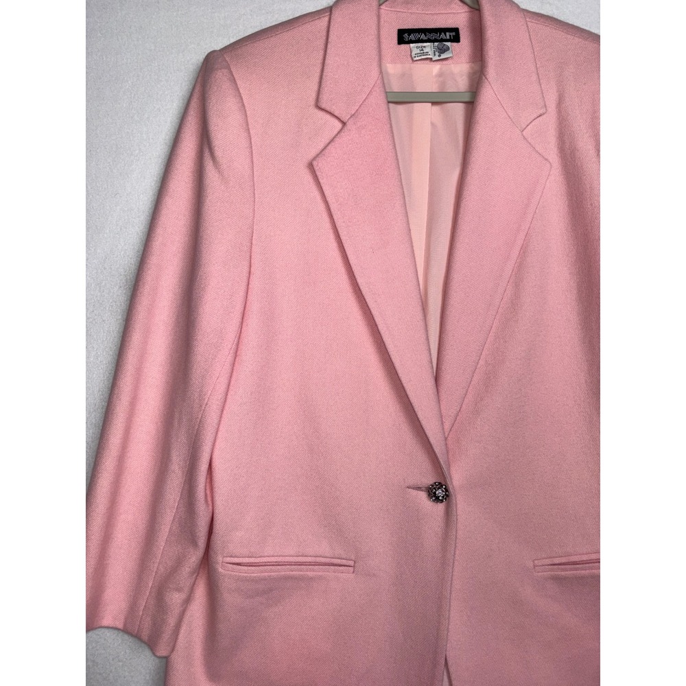 Savannah Blazer Womens 14 Vintage Pink 100% Wool One Button Lined